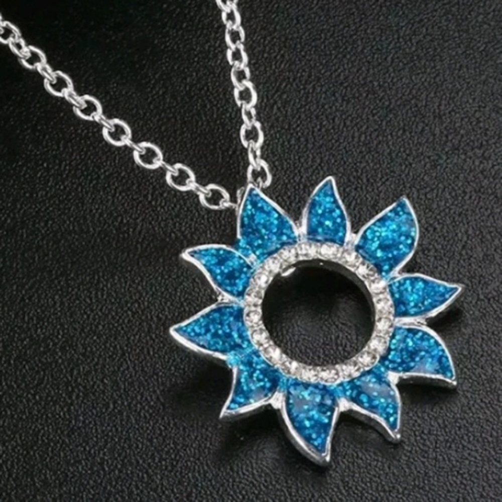 Beautiful blue opal sunflower necklace